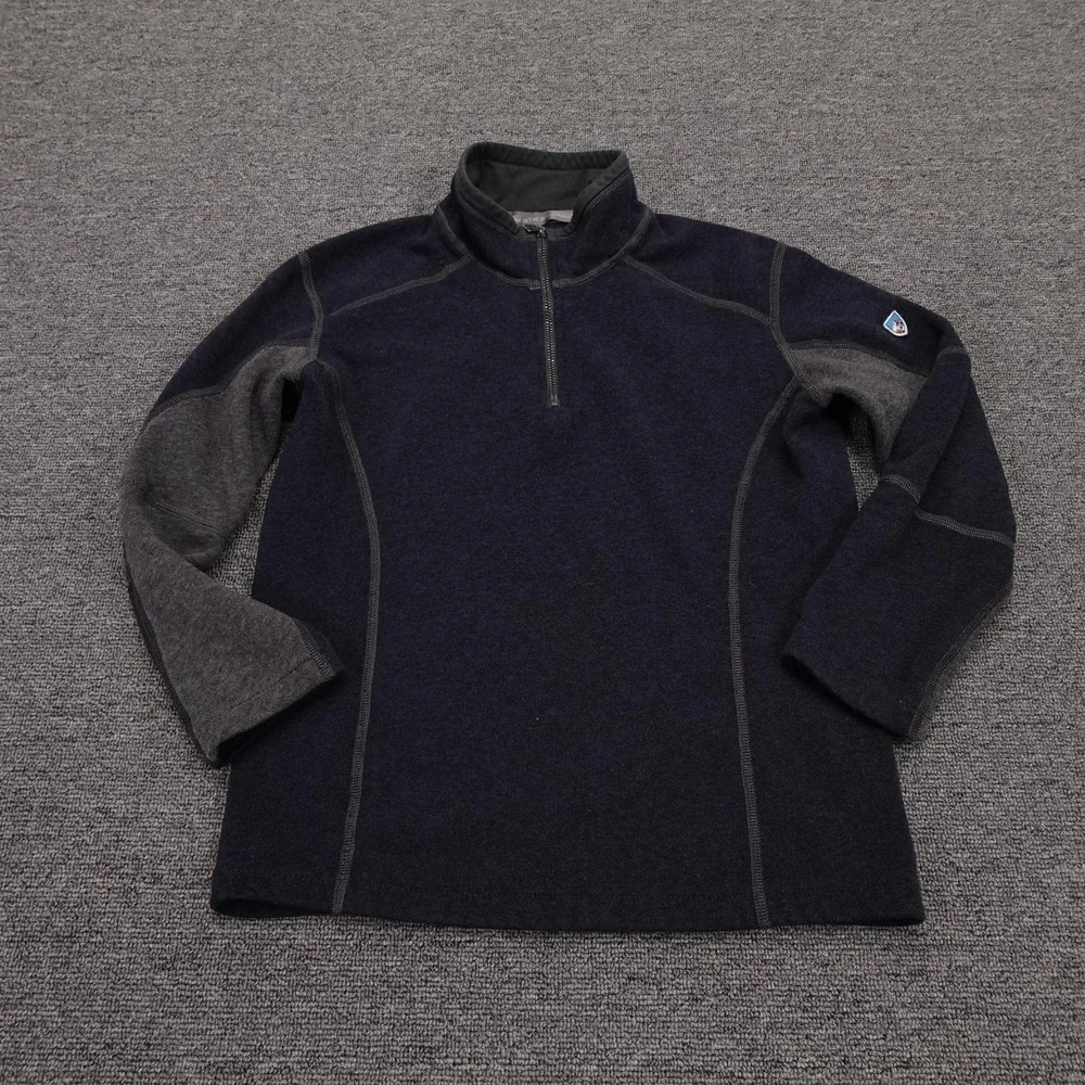 Kuhl Sweater Youth Small 7-8 Blue Gray Colorblock Kashmira 1/4 Zip Pullover